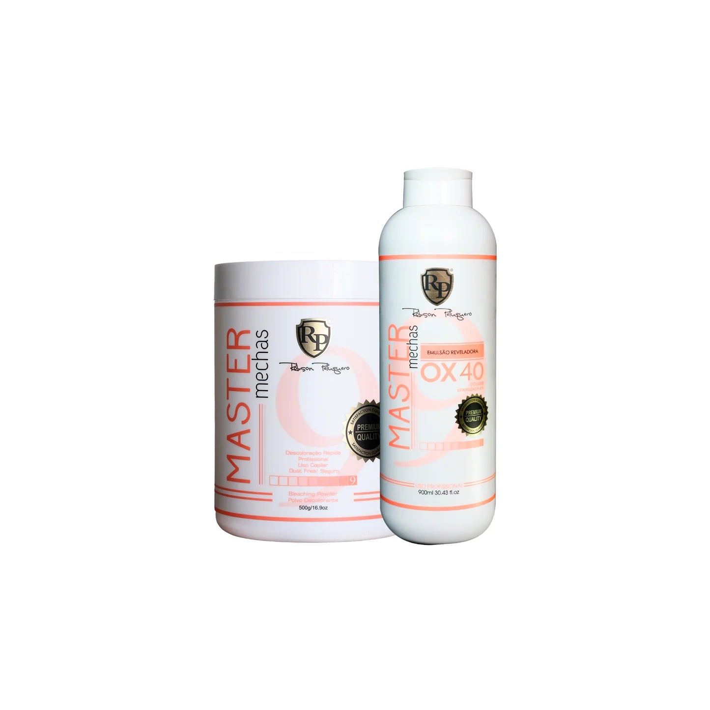 Kit Robson Peluquero Powder for Bleaching (Master Mechas) 500g / 17.6 Oz and Robson Peluquero Ox 40 900ml / 30.43 Oz